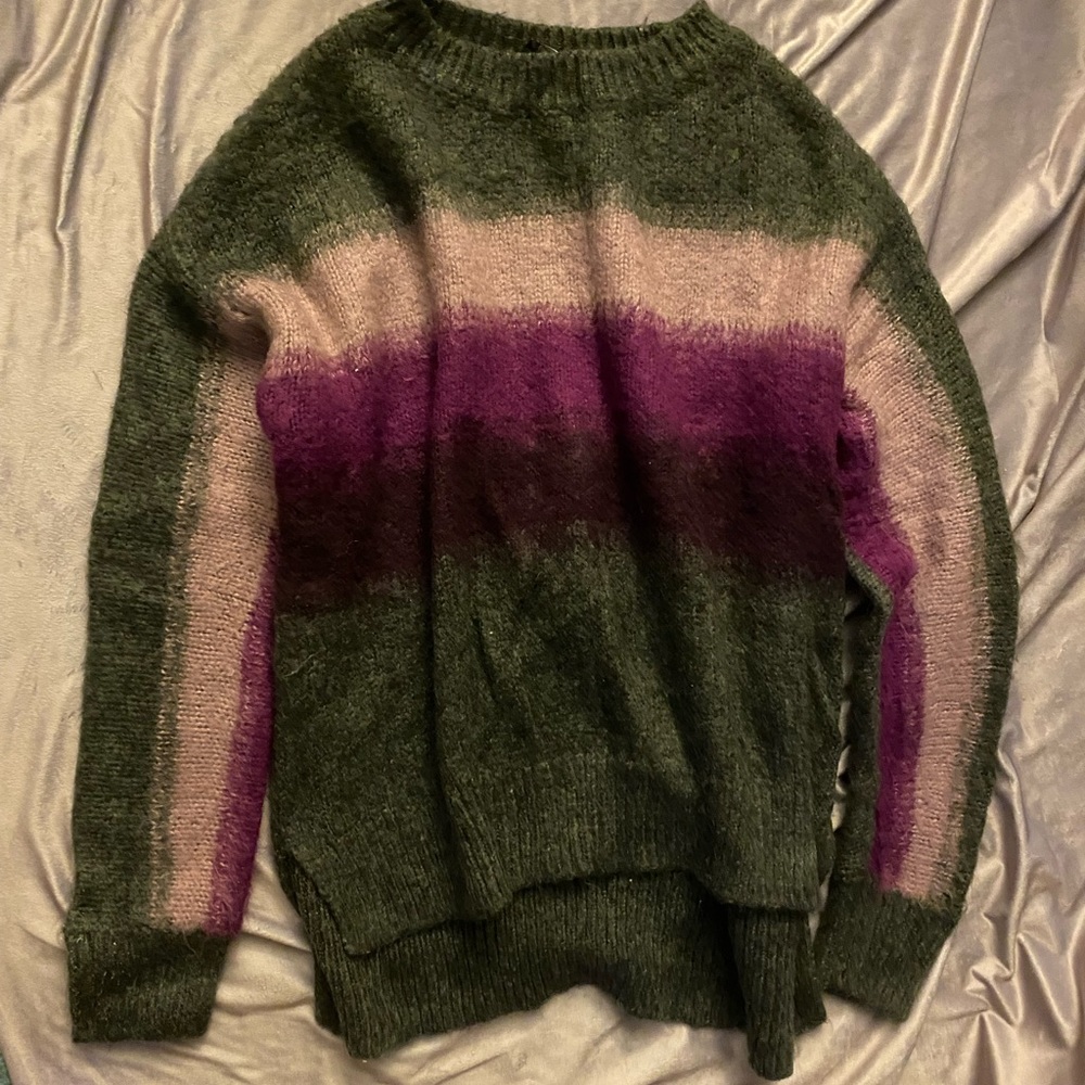 Large Womens Maroon, Pink, and Grey Sweater - SUPER SOFT